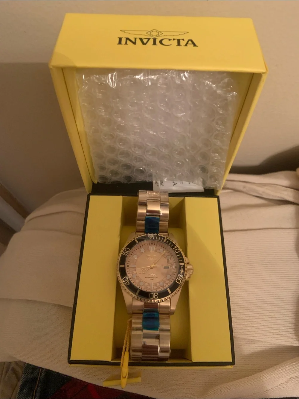 Invicta Pro Diver Men’s Gold Tone Dive Watch with Black Bezel